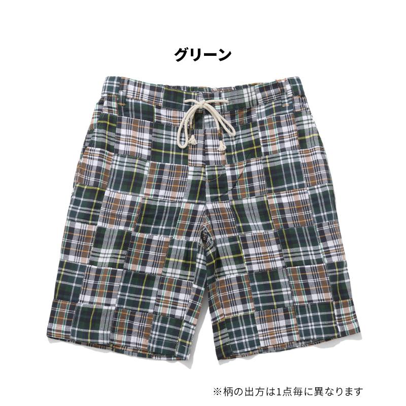 クリフメイヤー KRIFF MAYER メンズ ボトムス ショートパンツ 短パン イージーパンツ ハーフパンツ 膝丈 ウエストゴム チェック パッチワークショーツ | KRIFF MAYER | 19
