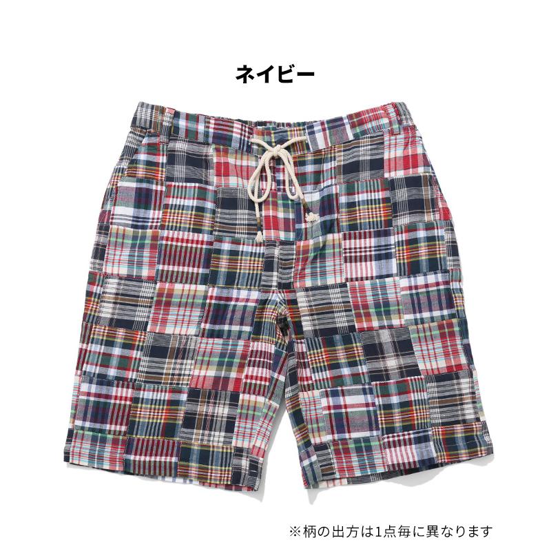 クリフメイヤー KRIFF MAYER メンズ ボトムス ショートパンツ 短パン イージーパンツ ハーフパンツ 膝丈 ウエストゴム チェック パッチワークショーツ | KRIFF MAYER | 20