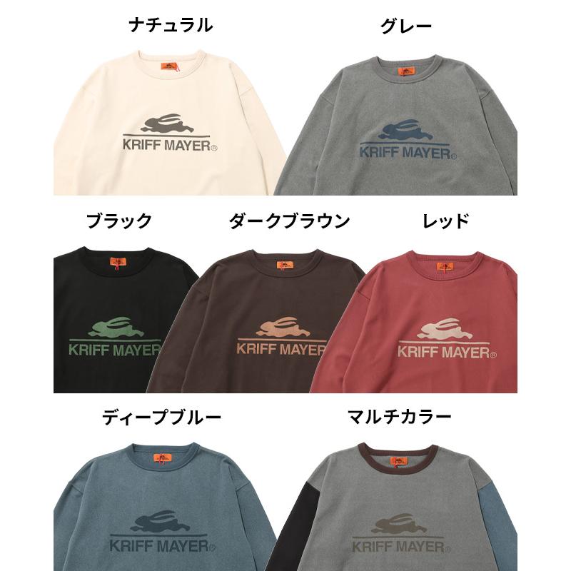 クリフメイヤー KRIFF MAYER メンズ ユニセックス 長袖 Tシャツ 微起毛 クルーネック ブランドロゴ プリント 暖かい ストレッチ 秋 冬 もちのび ロゴ ロンT | KRIFF MAYER | 26