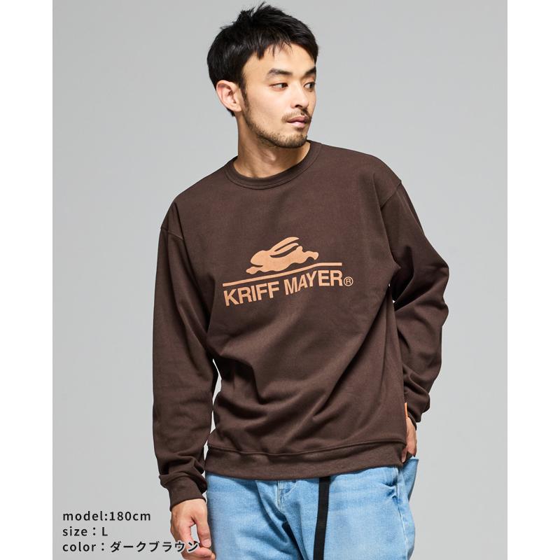 クリフメイヤー KRIFF MAYER メンズ ユニセックス 長袖 Tシャツ 微起毛 クルーネック ブランドロゴ プリント 暖かい ストレッチ 秋 冬 もちのび ロゴ ロンT | KRIFF MAYER | 08