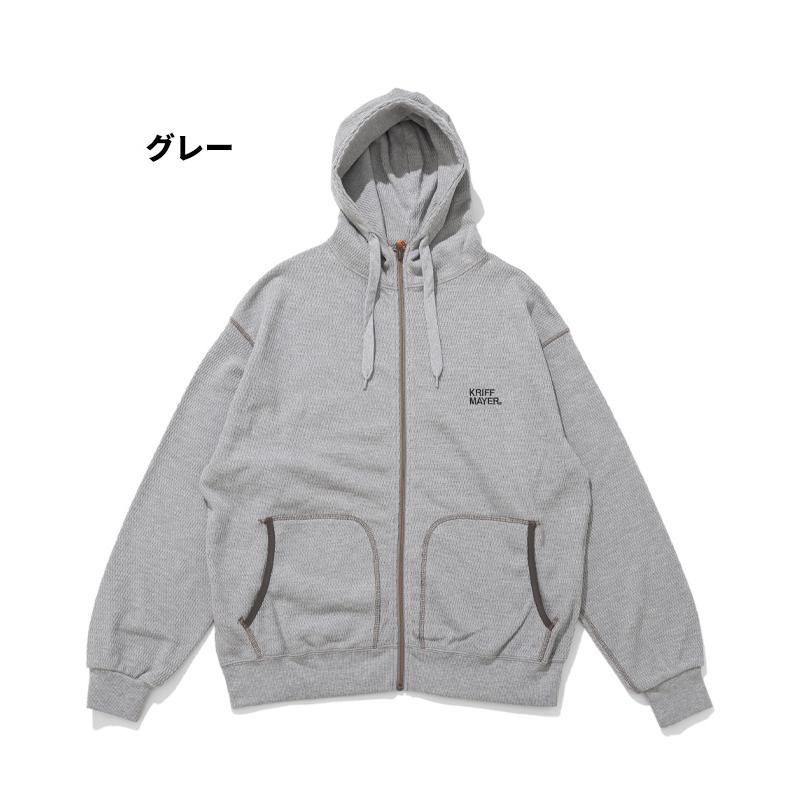 クリフメイヤー KRIFF MAYER メンズ ユニセックス 長袖 フーディー サーマル ワンポイント 刺繍 アメカジ 羽織り 秋 春 ハニカムワッフルジップパーカー | KRIFF MAYER | 16