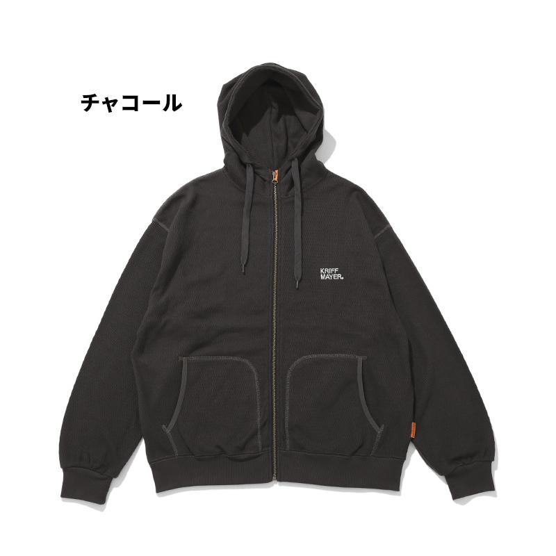 クリフメイヤー KRIFF MAYER メンズ ユニセックス 長袖 フーディー サーマル ワンポイント 刺繍 アメカジ 羽織り 秋 春 ハニカムワッフルジップパーカー | KRIFF MAYER | 17