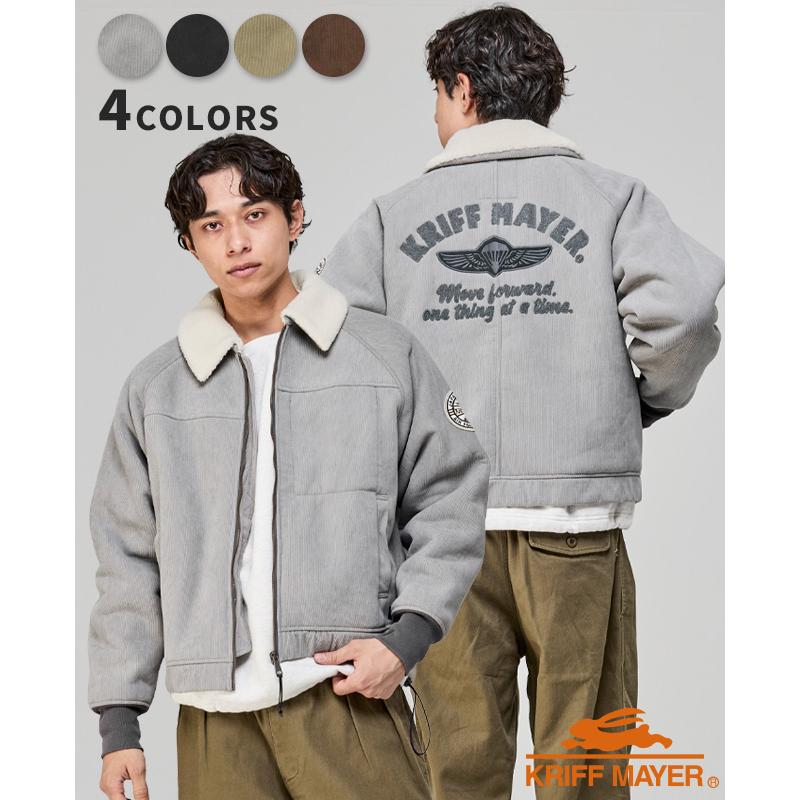クリフメイヤー KRIFF MAYER メンズ ユニセックス アウター ブルゾン 裏起毛 シープボア 背中刺繍 裏地付き 秋 冬 裏ボアコーデュロイボンバージャケット | KRIFF MAYER