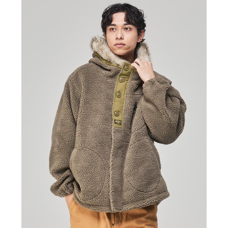 クリフメイヤー KRIFF MAYER メンズ ユニセックス アウター シープボア フード付き フーディー 裏地付き フルジップ 秋 冬 ボアミリタリーフードジャケット | KRIFF MAYER | 04
