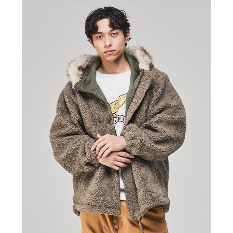 クリフメイヤー KRIFF MAYER メンズ ユニセックス アウター シープボア フード付き フーディー 裏地付き フルジップ 秋 冬 ボアミリタリーフードジャケット | KRIFF MAYER | 05