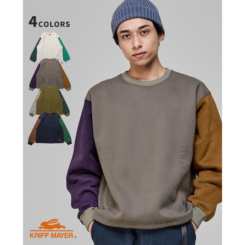 クリフメイヤー KRIFF MAYER メンズ ユニセックス 長袖 スウェット 刺繍 ドローコード 2025FW 裏起毛 レトロカラー クルー | KRIFF MAYER Lady's Collection