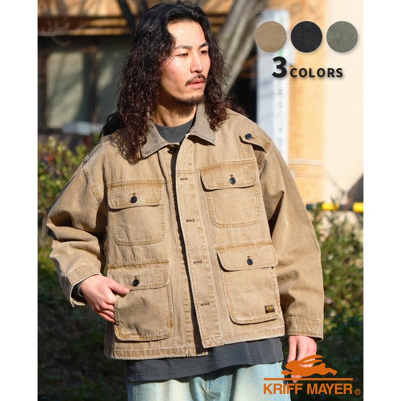 クリフメイヤー KRIFF MAYER メンズ ユニセックス アウター ブルゾン ダック 無地 サンフェード ヴィンテージ風 アメカジ 春 秋 マルチポケット森林ジャケット | KRIFF MAYER