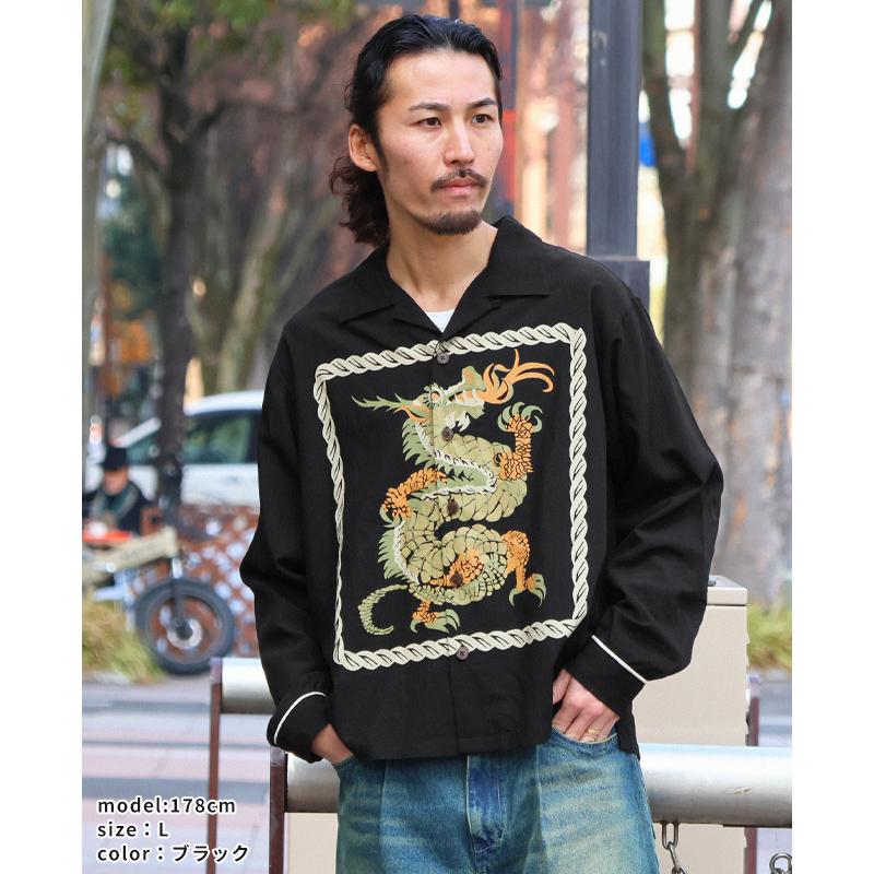 クリフメイヤー KRIFF MAYER メンズ ユニセックス オープンカラー 長袖シャツ プリント 刺繍 開襟 アメカジ ヴィンテージ風 春 秋 スーベニア開襟シャツ | KRIFF MAYER | 04