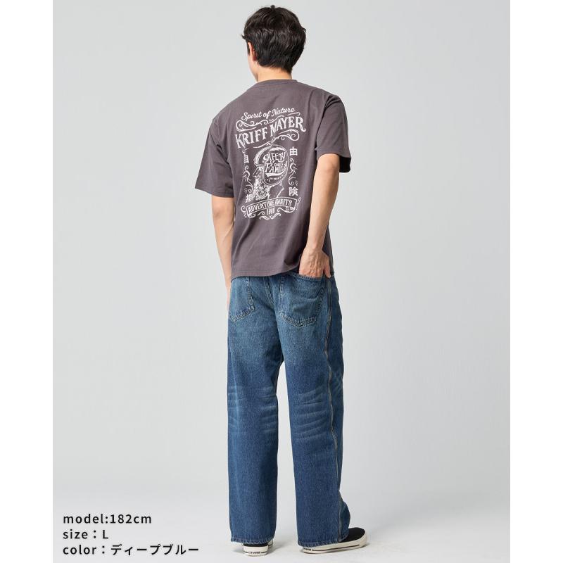 クリフメイヤー KRIFF MAYER メンズ ボトムス ロングパンツ フルレングス ワイドパンツ ジーンズ インディゴ ワンタック アメカジ ワイドストレートデニムパンツ | KRIFF MAYER | 08