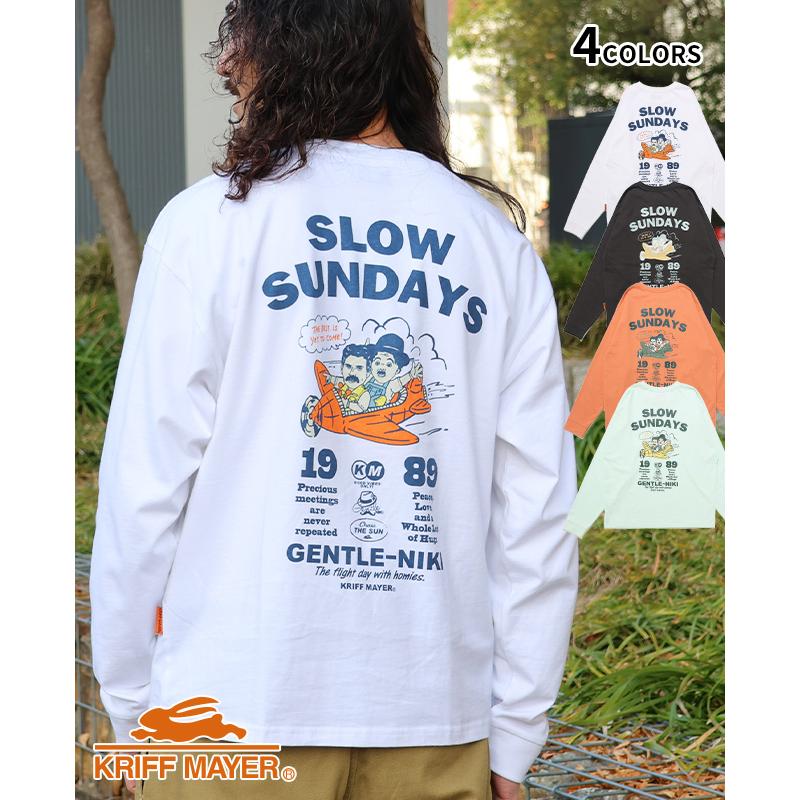 クリフメイヤー KRIFF MAYER メンズ ユニセックス 長袖 Tシャツ バックプリント シンプル カジュアル 綿100 コットン 春 夏 ジェントルニキ ロンT 飛行機 | KRIFF MAYER