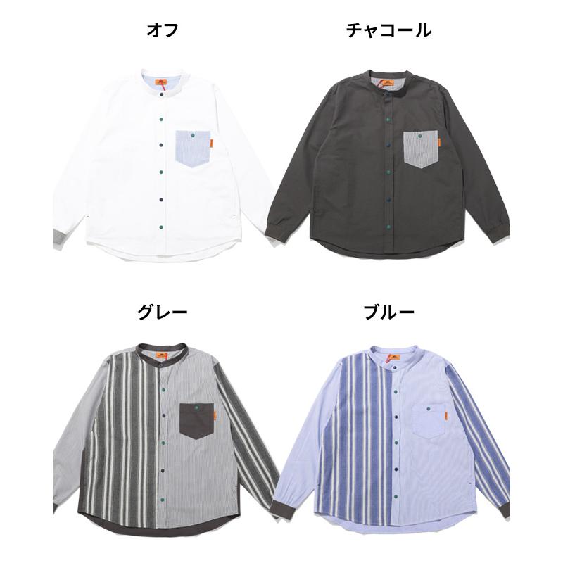 クリフメイヤー KRIFF MAYER メンズ ユニセックス 長袖 ノーカラー クレイジー配色 ストライプ おしゃれ カジュアル 春 秋 バンドカラー袖リブハッピーシャツ | KRIFF MAYER | 20