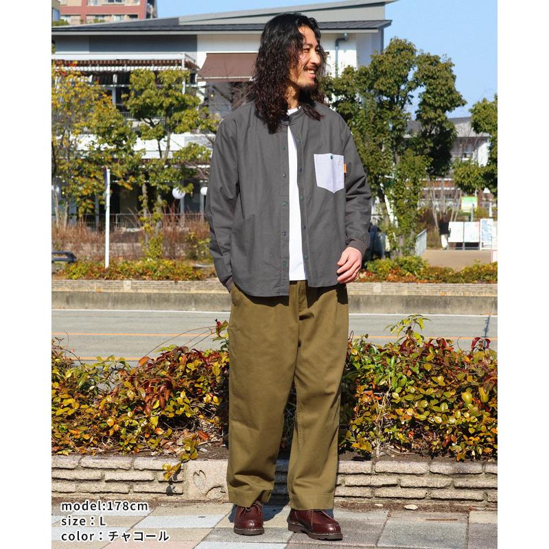 クリフメイヤー KRIFF MAYER メンズ ユニセックス 長袖 ノーカラー クレイジー配色 ストライプ おしゃれ カジュアル 春 秋 バンドカラー袖リブハッピーシャツ | KRIFF MAYER | 07