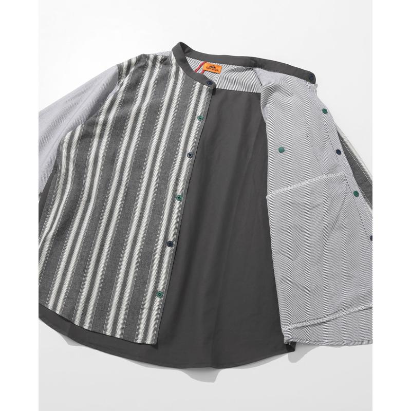 クリフメイヤー KRIFF MAYER メンズ ユニセックス 長袖 ノーカラー クレイジー配色 ストライプ おしゃれ カジュアル 春 秋 バンドカラー袖リブハッピーシャツ | KRIFF MAYER | 10