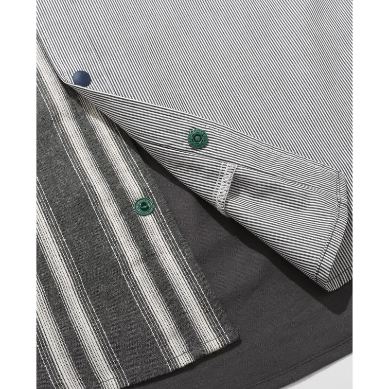 クリフメイヤー KRIFF MAYER メンズ ユニセックス 長袖 ノーカラー クレイジー配色 ストライプ おしゃれ カジュアル 春 秋 バンドカラー袖リブハッピーシャツ | KRIFF MAYER | 13