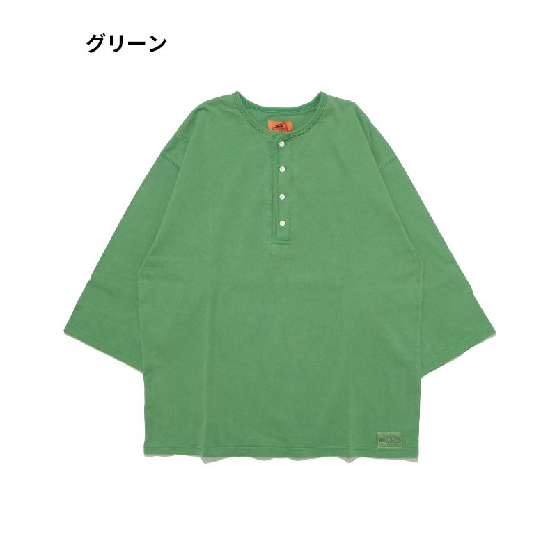 クリフメイヤー KRIFF MAYER メンズ ユニセックス ヘンリーネック 無地 ヴィンテージライク ピグメント 綿100 春 夏 秋 ピグメント 七分袖 ヘンリー Tシャツ | KRIFF MAYER | 21