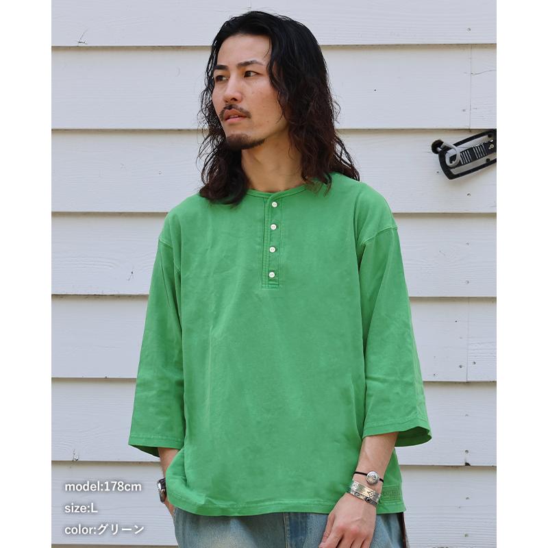 クリフメイヤー KRIFF MAYER メンズ ユニセックス ヘンリーネック 無地 ヴィンテージライク ピグメント 綿100 春 夏 秋 ピグメント 七分袖 ヘンリー Tシャツ | KRIFF MAYER | 12