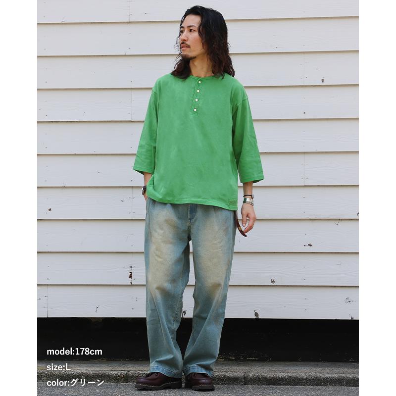 クリフメイヤー KRIFF MAYER メンズ ユニセックス ヘンリーネック 無地 ヴィンテージライク ピグメント 綿100 春 夏 秋 ピグメント 七分袖 ヘンリー Tシャツ | KRIFF MAYER | 13