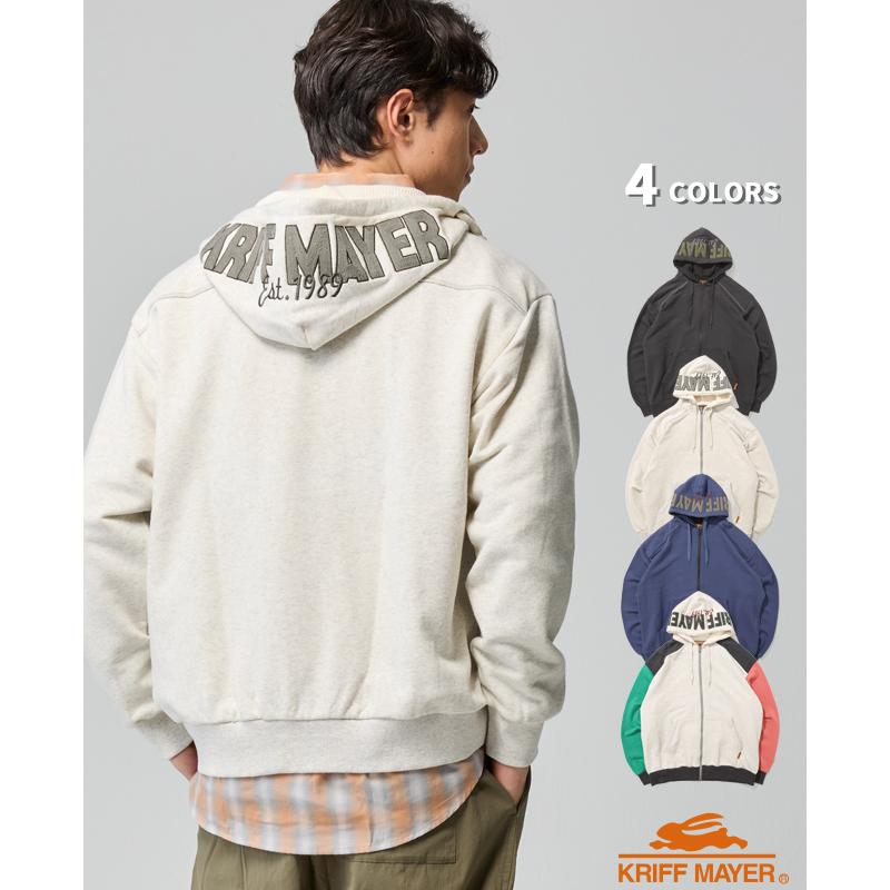 クリフメイヤー KRIFF MAYER メンズ ユニセックス スウェット ストレッチ カジュアル アメカジ フーディー のび~る 裏毛 フード 刺繍 パーカー | KRIFF MAYER