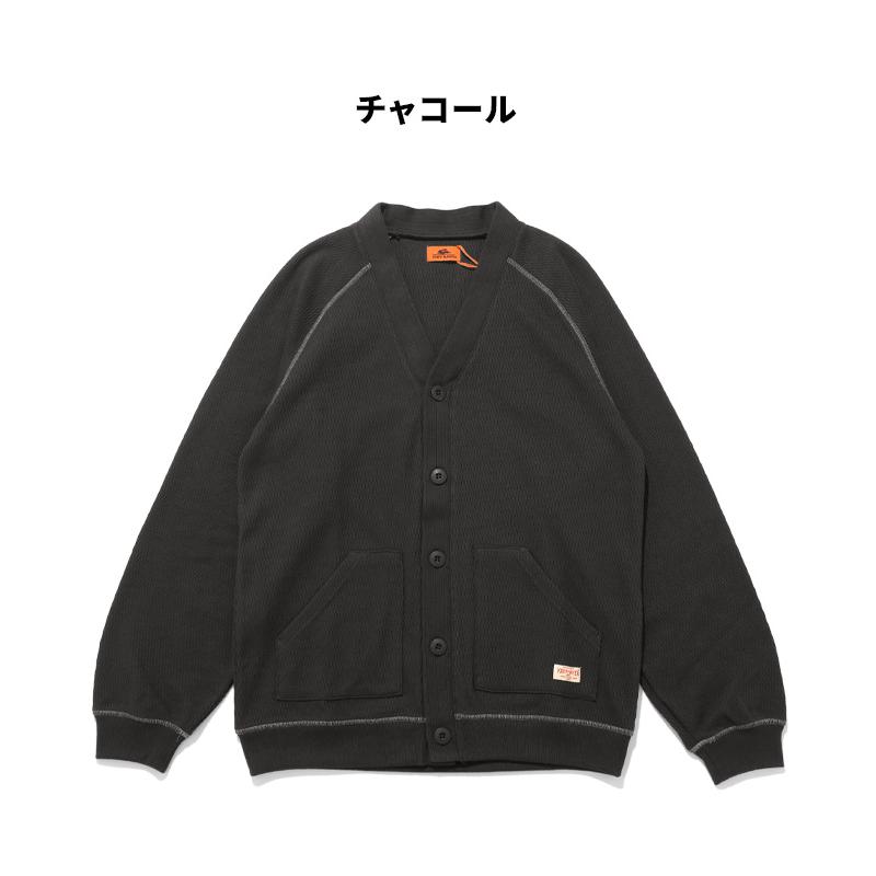 クリフメイヤー KRIFF MAYER メンズ ユニセックス カーディガン 長袖 羽織り Vネック ワンポイント 無地 カジュアル アメカジ 春 秋 ハニカムワッフルVカーデ | KRIFF MAYER | 19