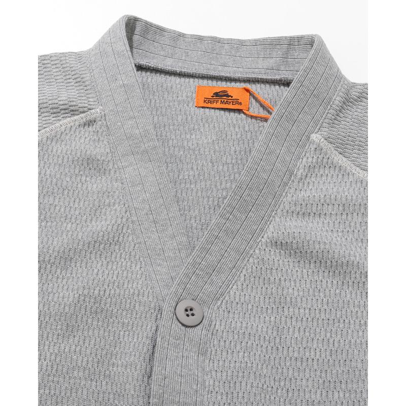 クリフメイヤー KRIFF MAYER メンズ ユニセックス カーディガン 長袖 羽織り Vネック ワンポイント 無地 カジュアル アメカジ 春 秋 ハニカムワッフルVカーデ | KRIFF MAYER | 14