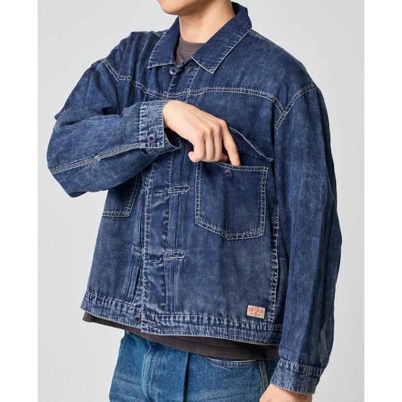クリフメイヤー KRIFF MAYER メンズ ユニセックス アウター トラッカージャケット Gジャン 2oz 超軽量 無地 ヴィンテージ風 春 夏 エアーライトデニムジャケット | KRIFF MAYER | 08