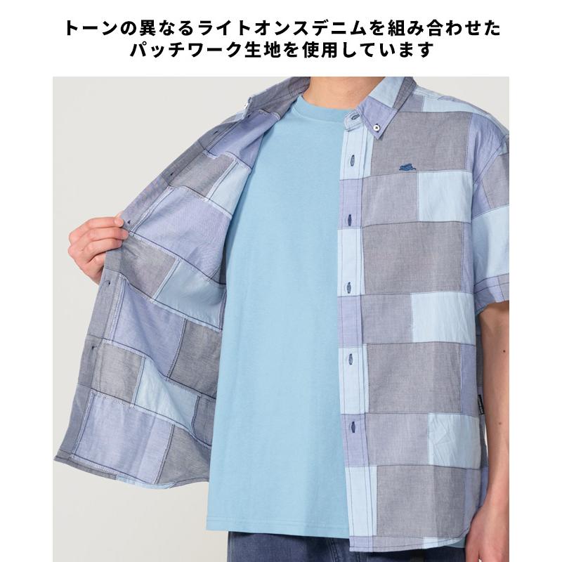 クリフメイヤー KRIFF MAYER メンズ ユニセックス ボタンダウン インディゴ ワンポイント 刺繍 総柄 おしゃれ アメカジ 夏 デニムパッチワーク半袖シャツ | KRIFF MAYER | 08