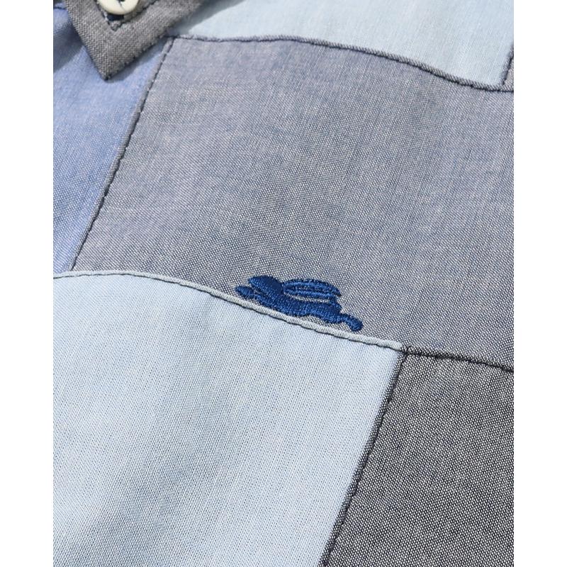 クリフメイヤー KRIFF MAYER メンズ ユニセックス ボタンダウン インディゴ ワンポイント 刺繍 総柄 おしゃれ アメカジ 夏 デニムパッチワーク半袖シャツ | KRIFF MAYER | 11