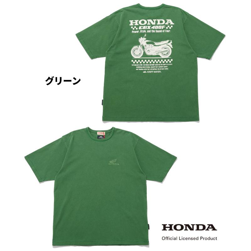 クリフメイヤー KRIFF MAYER メンズ ユニセックス ホンダ バイク オートバイ 半袖 Tシャツ ピグメント染め バックプリント アメカジ HONDAコラボT CBX400F | KRIFF MAYER | 21