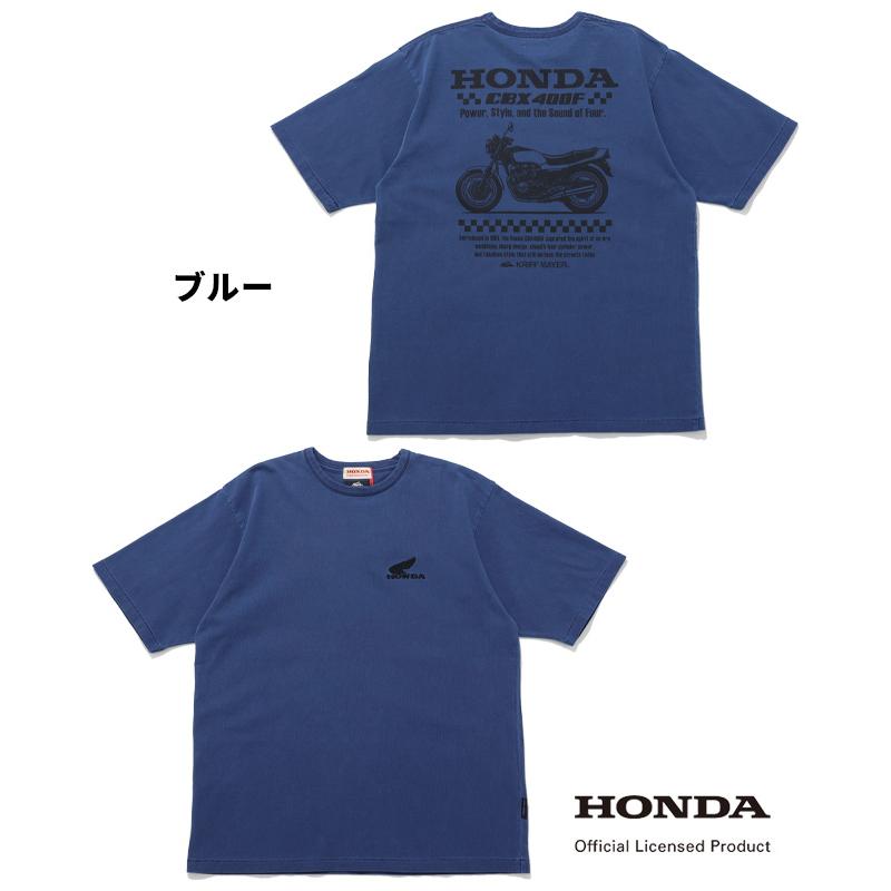 クリフメイヤー KRIFF MAYER メンズ ユニセックス ホンダ バイク オートバイ 半袖 Tシャツ ピグメント染め バックプリント アメカジ HONDAコラボT CBX400F | KRIFF MAYER | 22