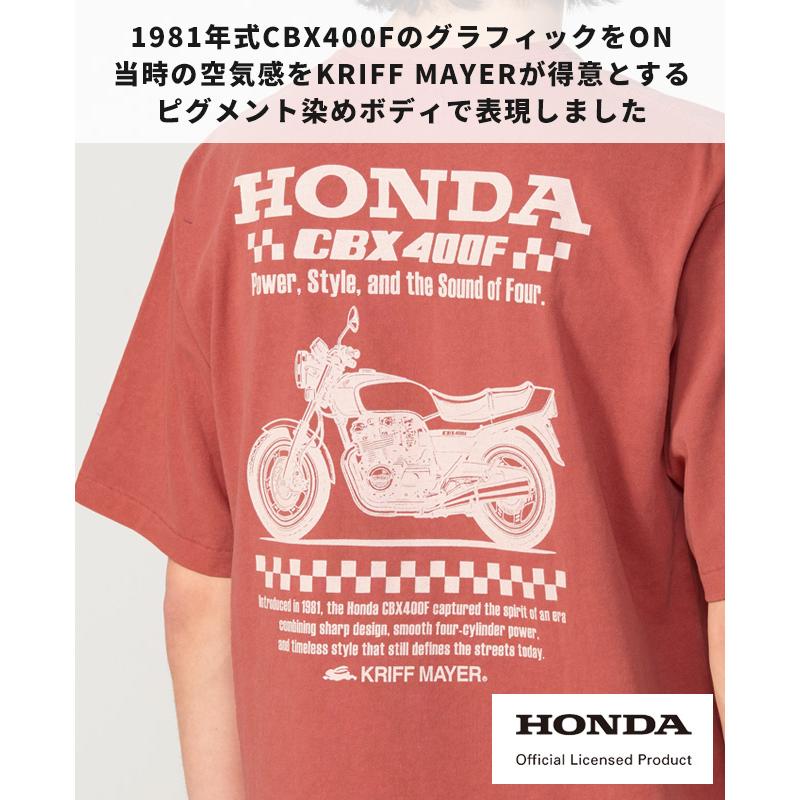 クリフメイヤー KRIFF MAYER メンズ ユニセックス ホンダ バイク オートバイ 半袖 Tシャツ ピグメント染め バックプリント アメカジ HONDAコラボT CBX400F | KRIFF MAYER | 06