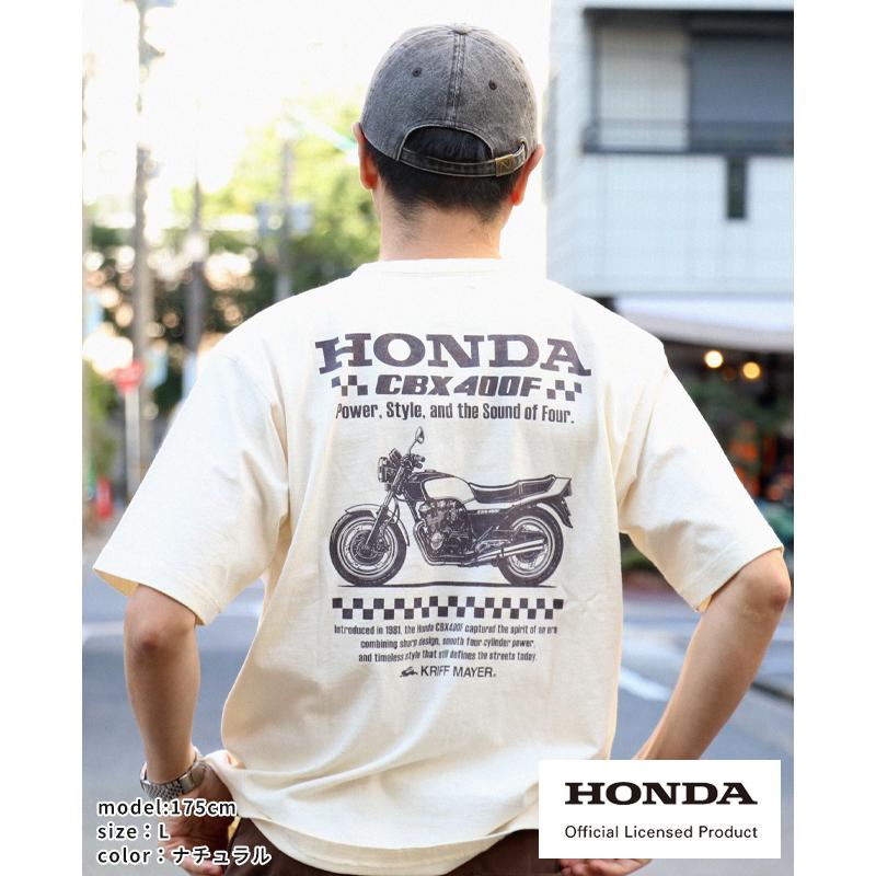 クリフメイヤー KRIFF MAYER メンズ ユニセックス ホンダ バイク オートバイ 半袖 Tシャツ ピグメント染め バックプリント アメカジ HONDAコラボT CBX400F | KRIFF MAYER | 11
