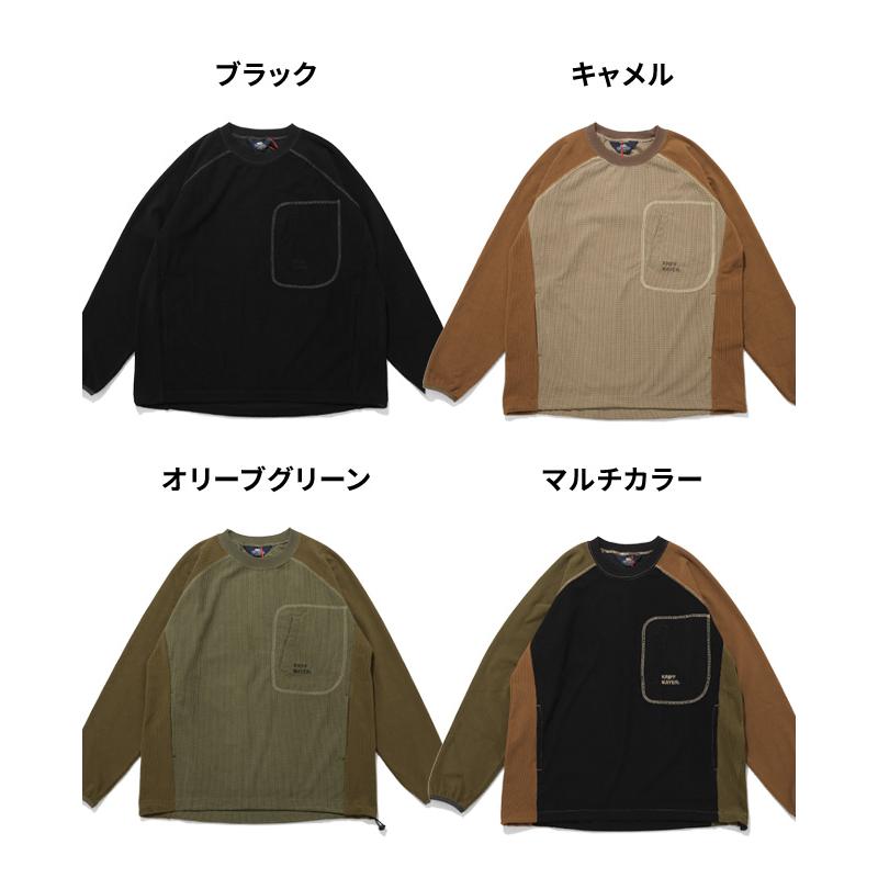 クリフメイヤー KRIFF MAYER メンズ ユニセックス 長袖 Tシャツ ロンT 静電気防止 胸ポケット ドロスト アウトドア 秋 冬 アクティブフリースクルー | KRIFF MAYER | 22