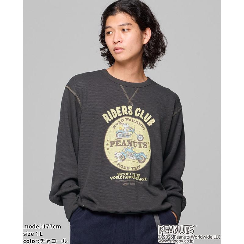 クリフメイヤー KRIFF MAYER メンズ ユニセックス 長袖 ワッフル Tシャツ バイク 春 秋 冬 ハニカムサーマルスウェットT スヌーピー | KRIFF MAYER | 06