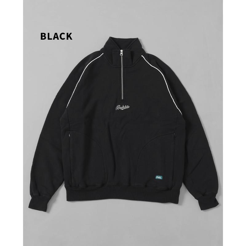 バクタ Bukta メンズ スウェット ハーフジップ ヘビーウェイト ハイネック スタンド 裏起毛 ワイド ストリート 秋 冬 ヘビーOZ裏毛ハーフZIP | Bukta | 18