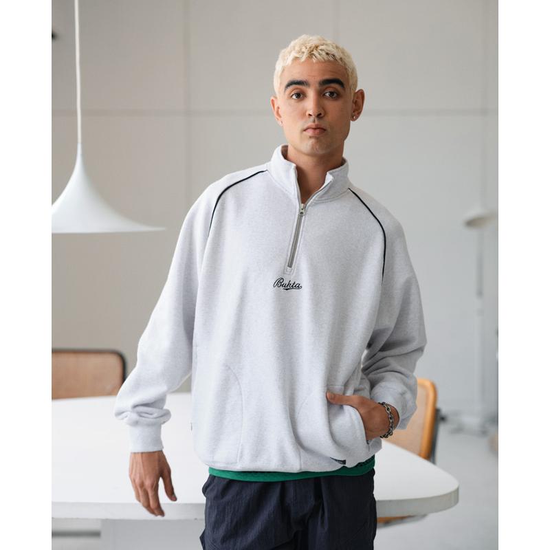 バクタ Bukta メンズ スウェット ハーフジップ ヘビーウェイト ハイネック スタンド 裏起毛 ワイド ストリート 秋 冬 ヘビーOZ裏毛ハーフZIP | Bukta | 07