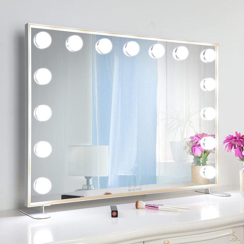 BEAUTME 化粧鏡 女優ミラー 卓上用 ハリウッドミラー 大型化粧鏡