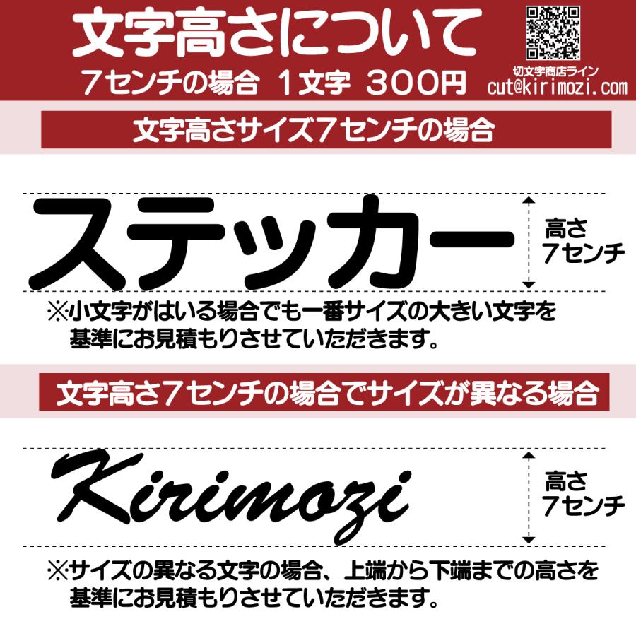 カッティングステッカー 文字高7センチ 一文字 ファイングレード