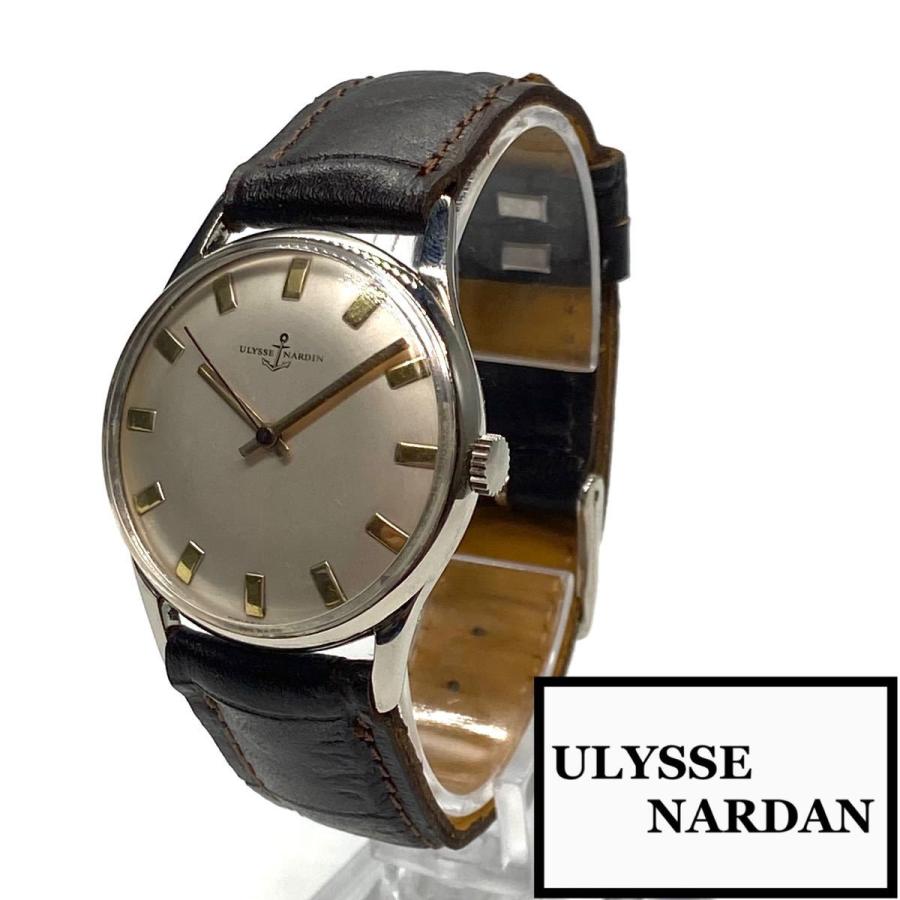 ★至高品! ★動作良好! ユリスナルダン ULYSSE NARDAN 1960s メンズ アンティーク ウォッチ 腕時計 手巻き レザー