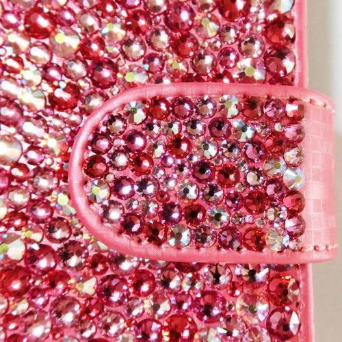 らくらくスマートフォン F-08E 手帳型 ケース カバー スワロフスキー デコ スワロ デコケース デコカバー デコ電 21