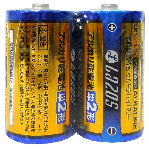 192本セット(12本X16箱) Lazos アルカリ乾電池 単2形 B-LA-T2X2X16 | LAZOS | 01