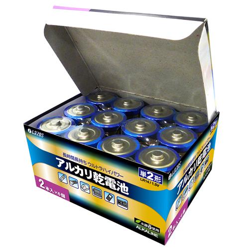 192本セット(12本X16箱) Lazos アルカリ乾電池 単2形 B-LA-T2X2X16 | LAZOS | 04