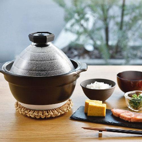 HARIO ハリオ フタがガラスのご飯釜 2〜3合炊き 〔ご飯が炊ける様子が見える耐熱ガラス製フタ・MADE IN JAPANの萬古焼〕 1138-044_2