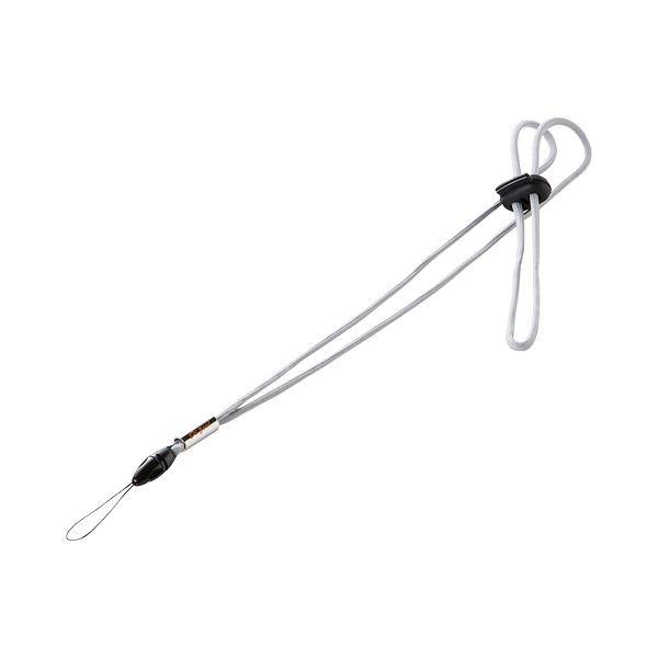 (まとめ) サンワサプライ ネックストラップ 細ひも グレー DG-ST15GY 1本 〔×10セット〕