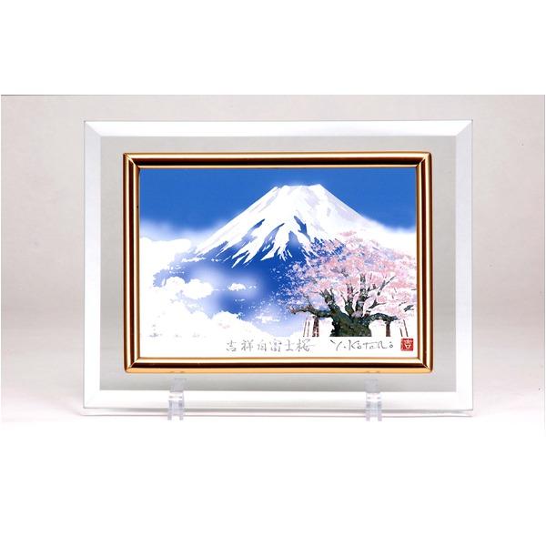 フォトフレーム 写真立て ハガキサイズ 150×105mm対応 吉岡浩太郎 クリスタル絵画 「白富士桜」 日本製 | ブランド登録なし