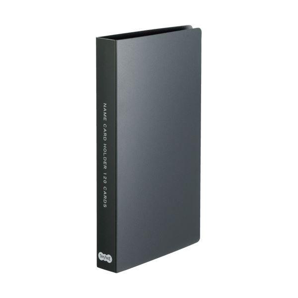 (まとめ)TANOSEE 名刺ホルダー 固定式コンパクト 120名用 ヨコ入れ ブラック 1冊 〔×30セット〕