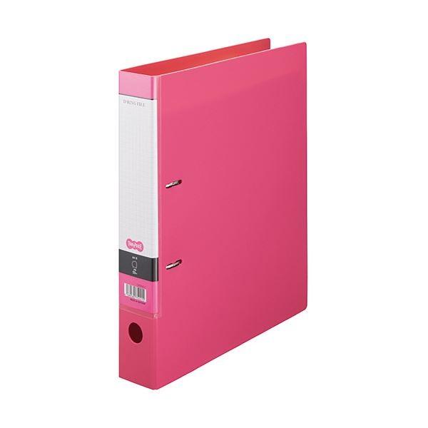 (まとめ)TANOSEE DリングファイルA4タテ 2穴 350枚収容 背幅53mm ピンク 1冊 〔×20セット〕