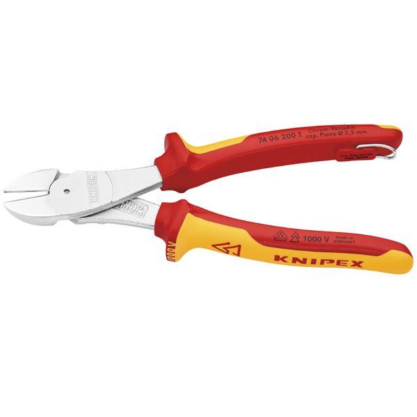 KNIPEX クニペックス 7406-200TBK 絶縁強力斜ニッパー 落下防止 BK 工具 ツール DIY 作業工具 道具 ニッパー_1