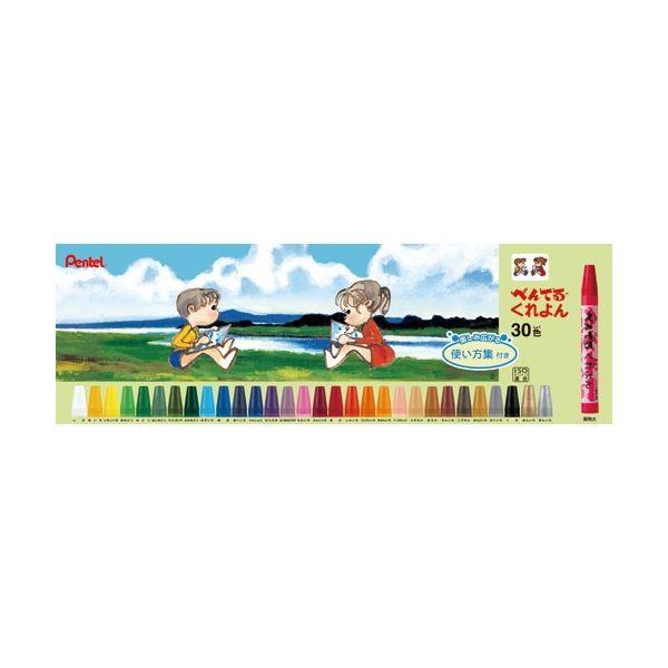 (まとめ)ぺんてる ぺんてるくれよん PTCR-30 30色セット〔×5セット〕