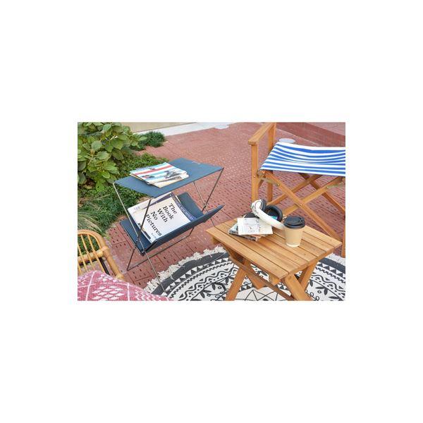 サイドテーブル ミニテーブル 幅50.5cm ネイビー 折りたたみ スチール マガジンラック付 フォールディングサイドテーブル |  | 02