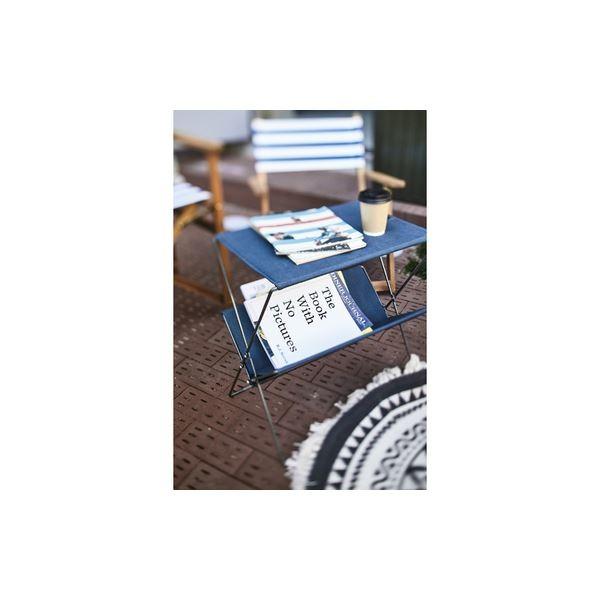 サイドテーブル ミニテーブル 幅50.5cm ネイビー 折りたたみ スチール マガジンラック付 フォールディングサイドテーブル |  | 03